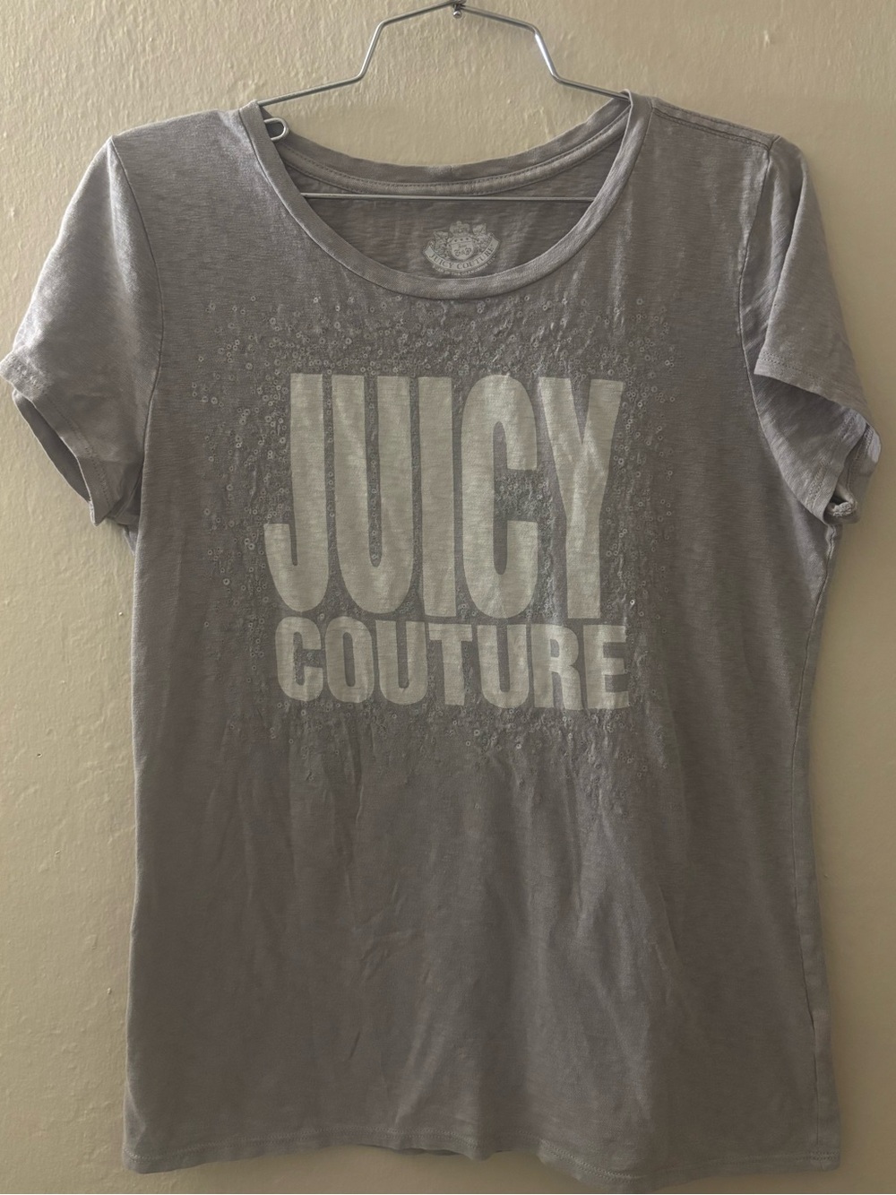 Y2K Juicy Couture Glam Light Gray Graphic/Logo Tee